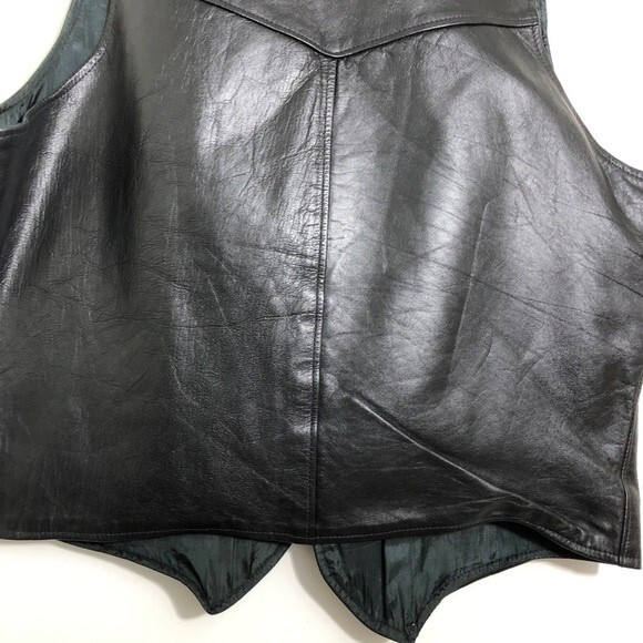 Oakton Vest Mens Size 40 Black Leather Biker Western Punk Vintage - Picture 9 of 10